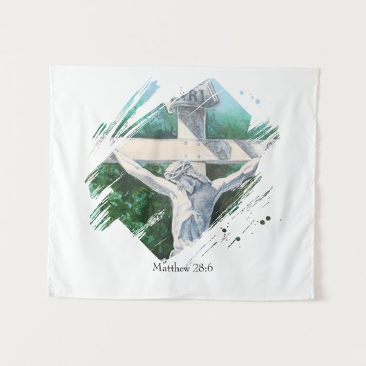 Bijbelvers: Hij is verrezen in het geloof Wandkleed (Voorkant (horizontaal))