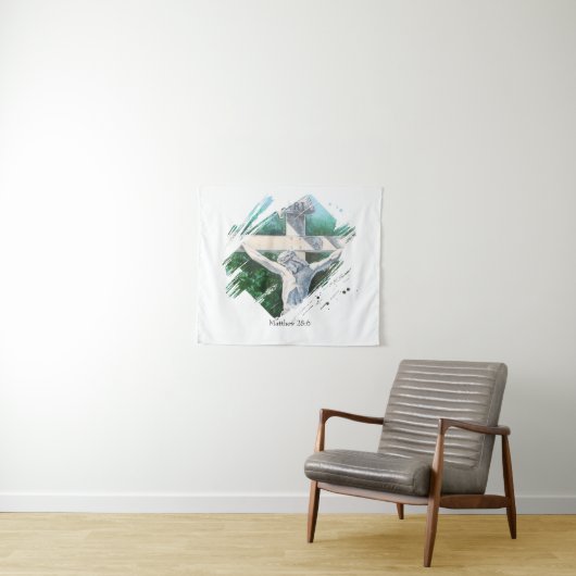 Bijbelvers: Hij is verrezen in het geloof Wandkleed (In Situ (horizontaal))