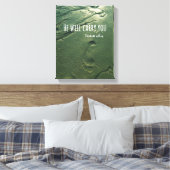 Bijbelvers: Hij zal je dragen met voetafdrukken Canvas Afdruk (Insitu (Slaapkamer))