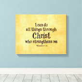 Bijbelvers: Ik kan alle dingen doen door Christus Canvas Afdruk (Insitu (Houten vloer))