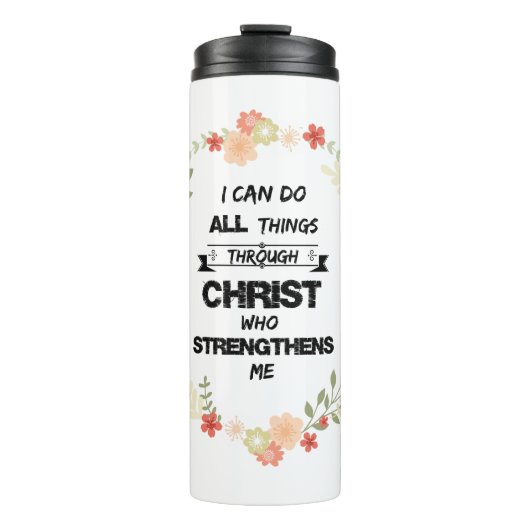 Bijbelvers: Ik kan alle dingen doen door Christus Thermosbeker (Voorkant)