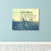 Bijbelvers Ik zal je rust geven Canvas Afdruk (Insitu (Houten vloer))