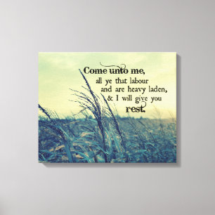 Bijbelvers Ik zal je rust geven Canvas Afdruk