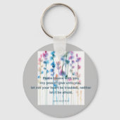 Bijbelvers in felle waterverven bloemen sleutelhanger (Voorkant)