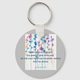 Bijbelvers in felle waterverven bloemen sleutelhanger