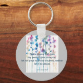Bijbelvers in felle waterverven bloemen sleutelhanger (Voorkant)