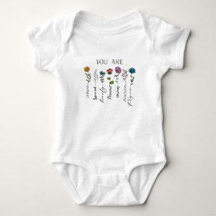 Bijbelvers Inspiratie Wilde Bloem Positieve Quote Romper