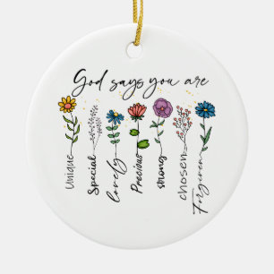 Bijbelvers Inspiratie Wildflower Christelijk Quote Keramisch Ornament