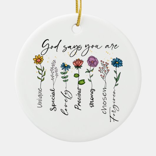 Bijbelvers Inspiratie Wildflower Christelijk Quote Keramisch Ornament (Voorkant)