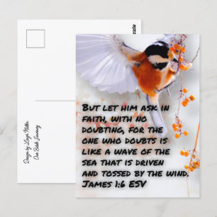 Bijbelvers Jakobus 1:6 ansichtkaart Briefkaart