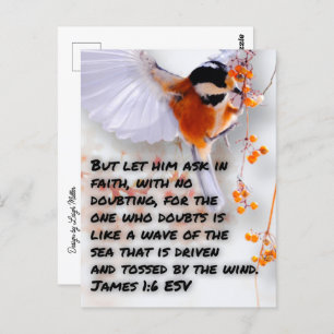 Bijbelvers Jakobus 1:6 Briefkaart