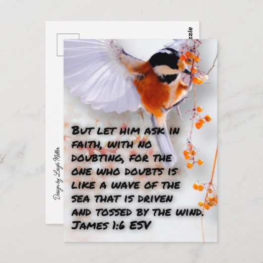 Bijbelvers Jakobus 1:6 Briefkaart (Voorkant / Achterkant)