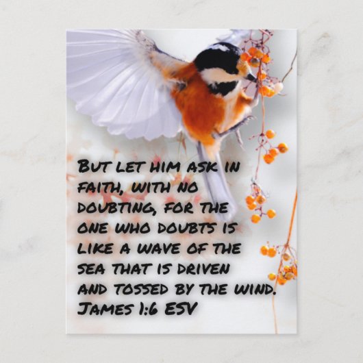 Bijbelvers Jakobus 1:6 Briefkaart (Voorkant)