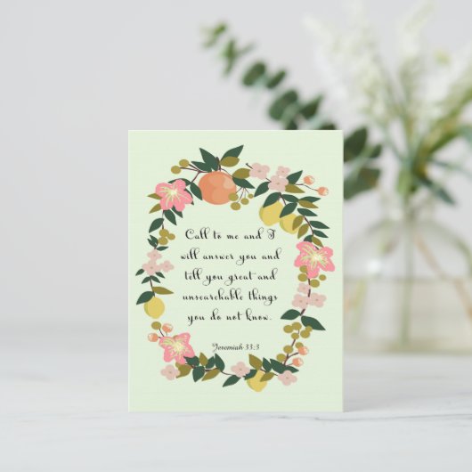 Bijbelvers - Jeremia 33:3 Briefkaart (Staand voorkant)