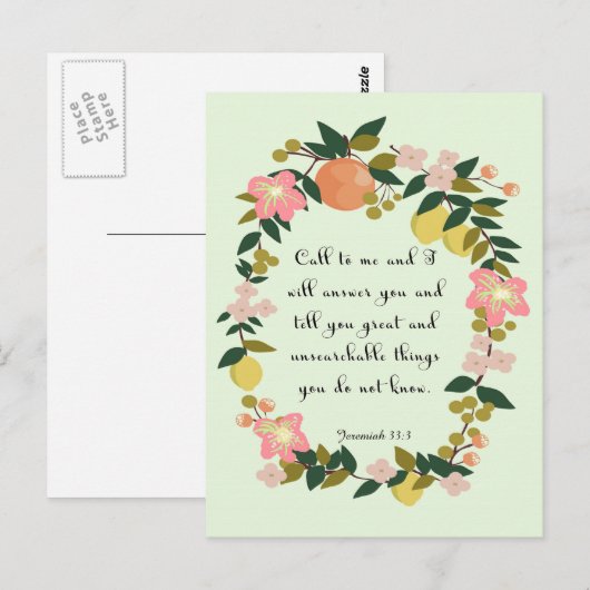 Bijbelvers - Jeremia 33:3 Briefkaart (Voorkant / Achterkant)