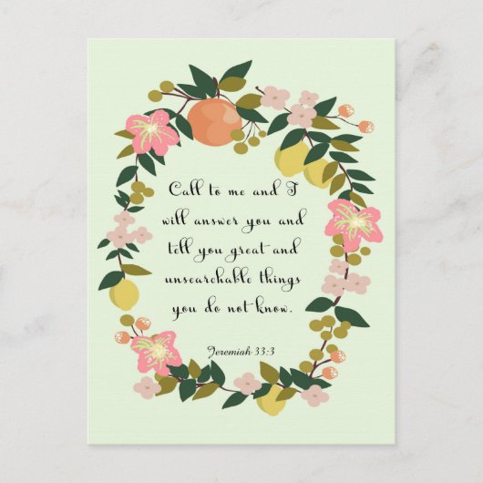 Bijbelvers - Jeremia 33:3 Briefkaart (Voorkant)