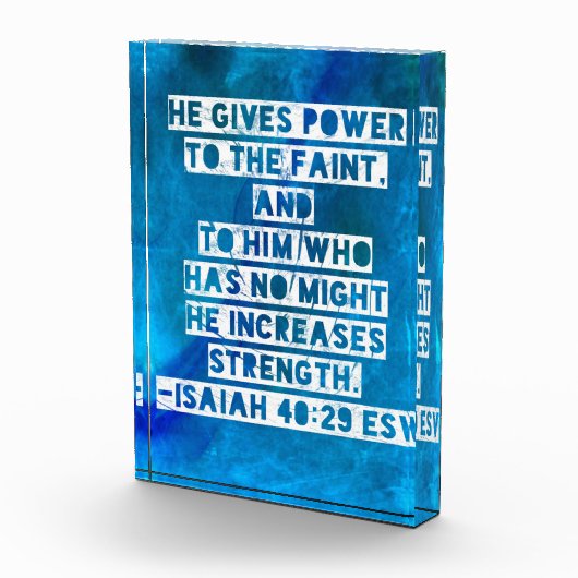 Bijbelvers Jesaja 40:29 Fotoblokken (Rechts)