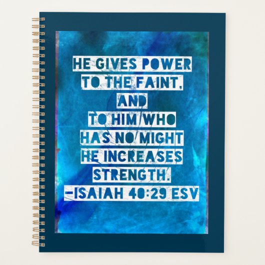 Bijbelvers Jesaja 40:29 Planner (Voorkant)