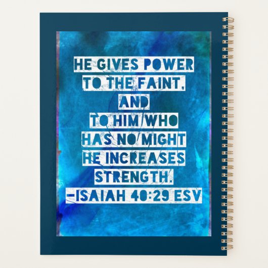 Bijbelvers Jesaja 40:29 Planner (Achterkant)