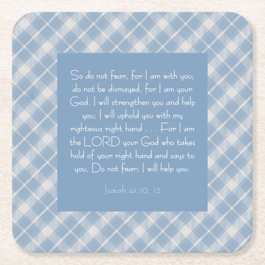  Bijbelvers Jesaja 41:10, 13 Kartonnen Onderzetters (Voorkant)