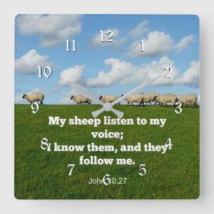Bijbelvers, Johannes 10:27 Mijn schapen luisteren  Vierkante Klok