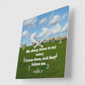 Bijbelvers, Johannes 10:27 Mijn schapen luisteren  Vierkante Klok (Hoek)