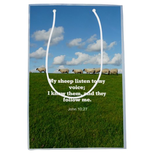 Bijbelvers, Johannes 10:27, Mijn schapen... Medium Cadeauzakje (Voorkant)