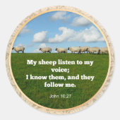 Bijbelvers, Johannes 10:27, Mijn schapen... Ronde Sticker (Voorkant)