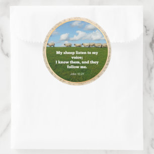 Bijbelvers, Johannes 10:27, Mijn schapen... Ronde Sticker