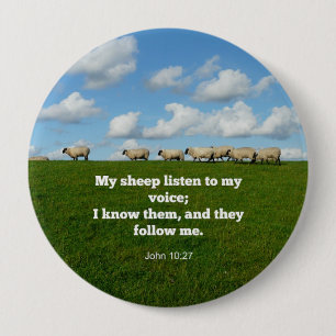 Bijbelvers, Johannes 10:27, Ronde Button 4,0 Cm