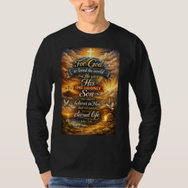 Bijbelvers Johannes 3:16 Heren T-shirt met lange m