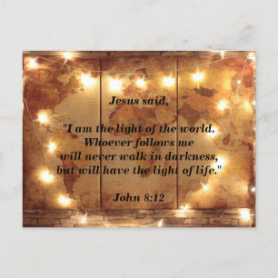 Bijbelvers Johannes 8:12 Jezus is het Licht der we Briefkaart
