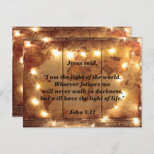 Bijbelvers Johannes 8:12 Jezus is licht van de wer Briefkaart (Voorkant / Achterkant)