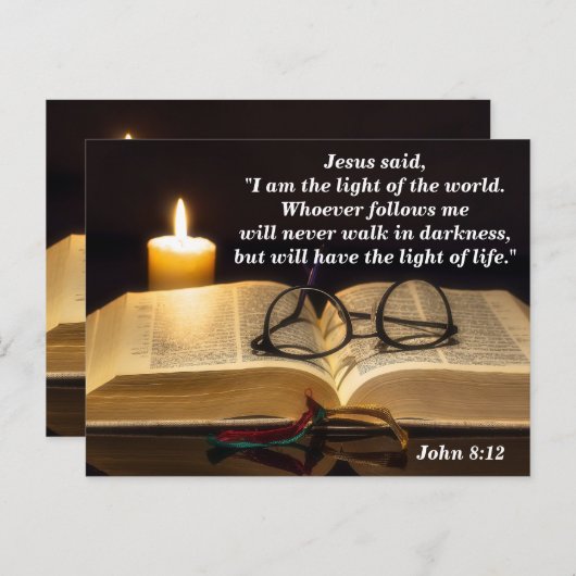 Bijbelvers Johannes 8:12 Jezus is licht van de wer Briefkaart (Voorkant / Achterkant)