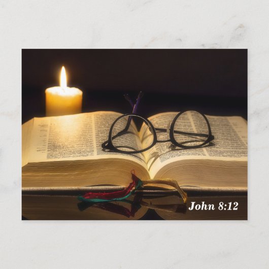 Bijbelvers Johannes 8:12 Jezus is licht van de wer Briefkaart (Achterkant)
