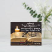 Bijbelvers Johannes 8:12 Jezus is licht van de wer Briefkaart (Staand voorkant)