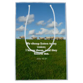 Bijbelvers, John 10:27, Mijn schaap... Medium Cadeauzakje (Voorkant)