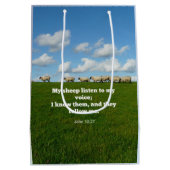 Bijbelvers, John 10:27, Mijn schaap... Medium Cadeauzakje (Achterkant)