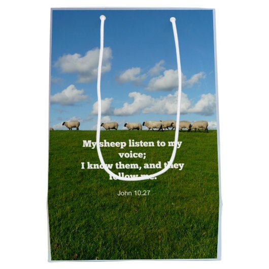 Bijbelvers, John 10:27, Mijn schaap... Medium Cadeauzakje (Achterkant)