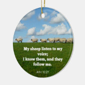 Bijbelvers, John 10:27, Mijn schapen.. Keramisch Ornament (Links)