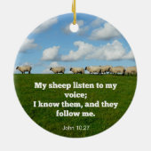 Bijbelvers, John 10:27, Mijn schapen.. Keramisch Ornament (Achterkant)