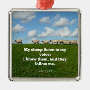 Bijbelvers, John 10:27, Mijn schapen.. Metalen Ornament