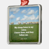 Bijbelvers, John 10:27, Mijn schapen.. Metalen Ornament (Links)