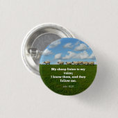 Bijbelvers, John 10:27, schapen, Ronde Button 3,2 Cm (Voorkant /achterkant)