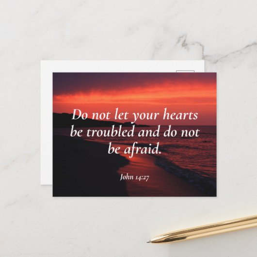 Bijbelvers, John 14 27 Briefkaart (Voorkant / Achterkant in situ)