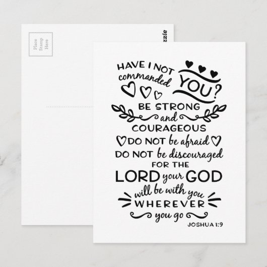 Bijbelvers Jozua 1:9 Briefkaart (Voorkant / Achterkant)