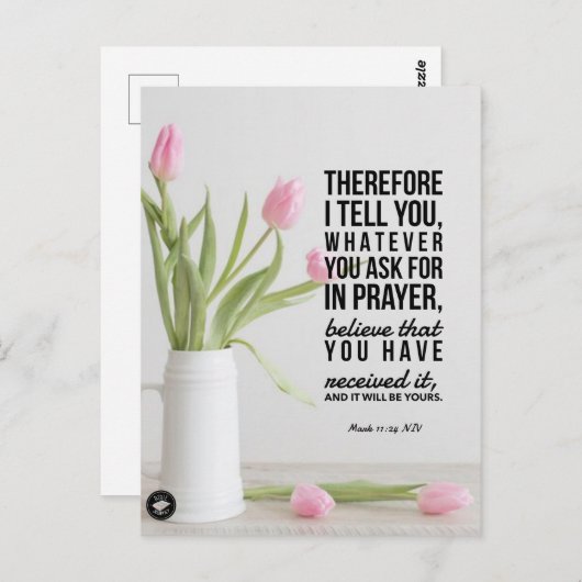 Bijbelvers Kaart Marcus 11:24 - Briefkaart (Voorkant / Achterkant)