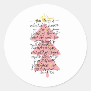 Bijbelvers Kerst typografie Jesaja 9:6 Ronde Sticker