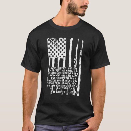 Bijbelvers Kruis Jezus 2 Kronieken 7 14 Vlag van d T-shirt (Voorkant)
