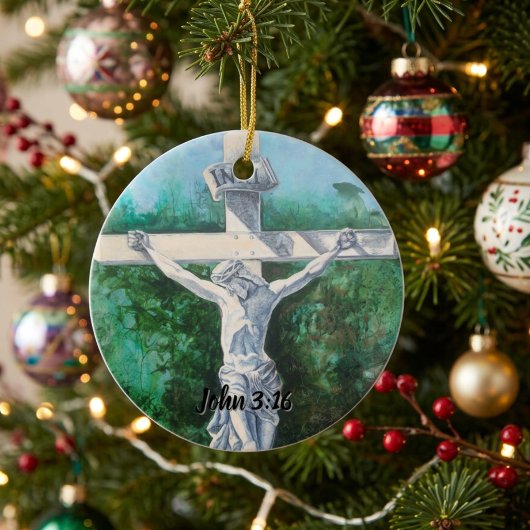 Bijbelvers Kruisbeeld Keramisch Ornament